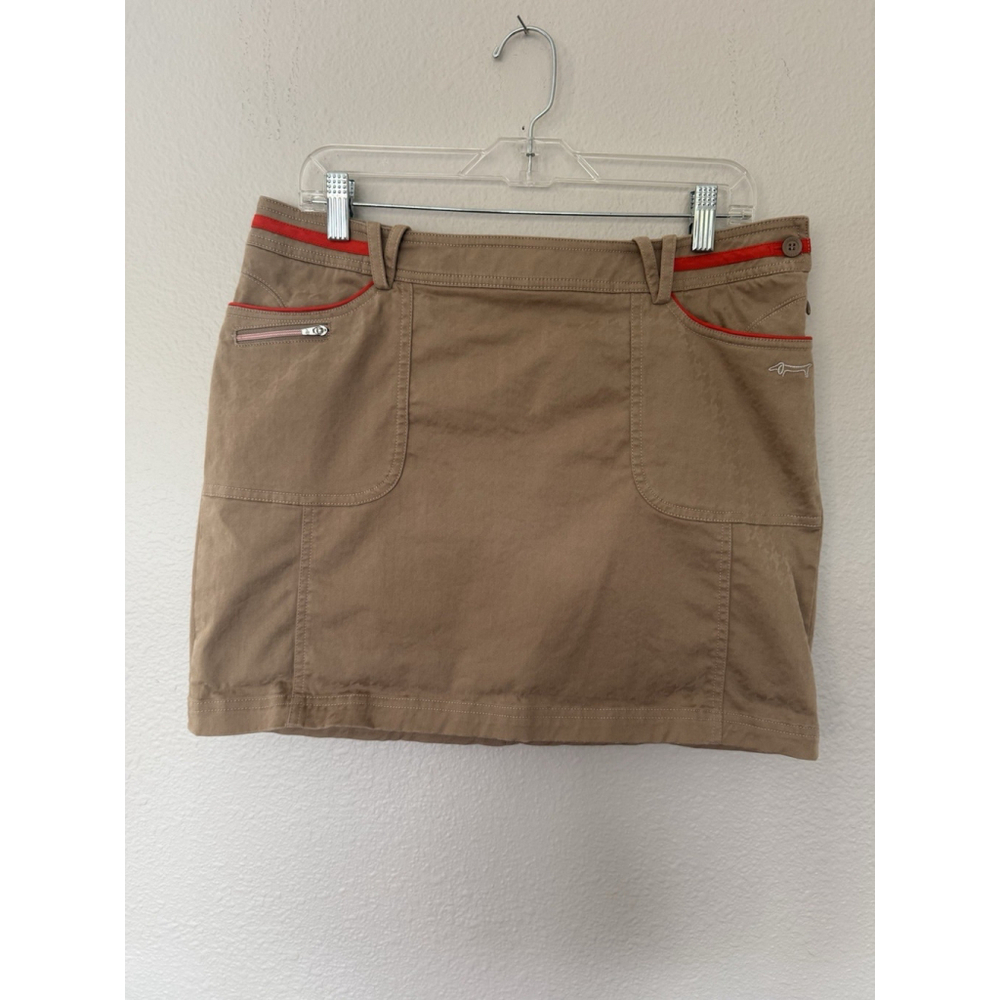 Korean Louis Castel Khaki Golf micro mini Skirt Skort Womens 34” Waist